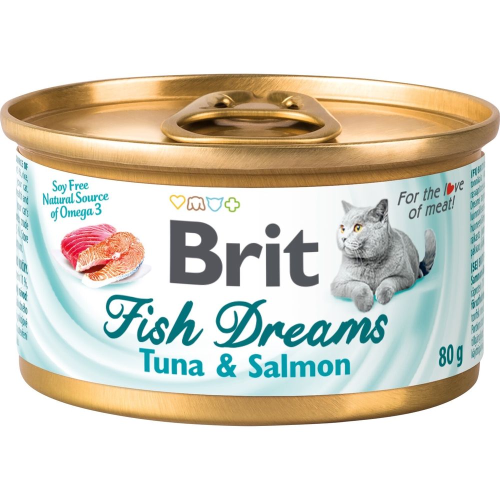 Консервы Brit Fish Dreams Tuna &amp; Salmon Тунец и лосось для кошек 80 г