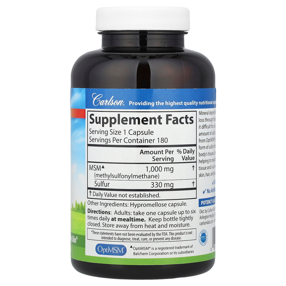 Carlson, МСМ и сера, 180 вегетарианских капсул