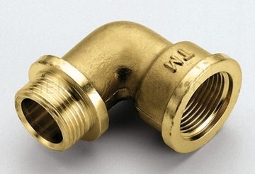 Угольник латунный с упором Tiemme 1/2"x1/2" НР/ВР с наружной/внутренней резьбой фитинг 1500048