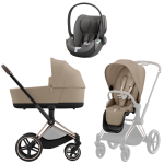 Коляска 3 в 1 Cybex Priam IV Rosegold complete и автокресло Cloud T i-Size Mirage Grey Cozy Beige