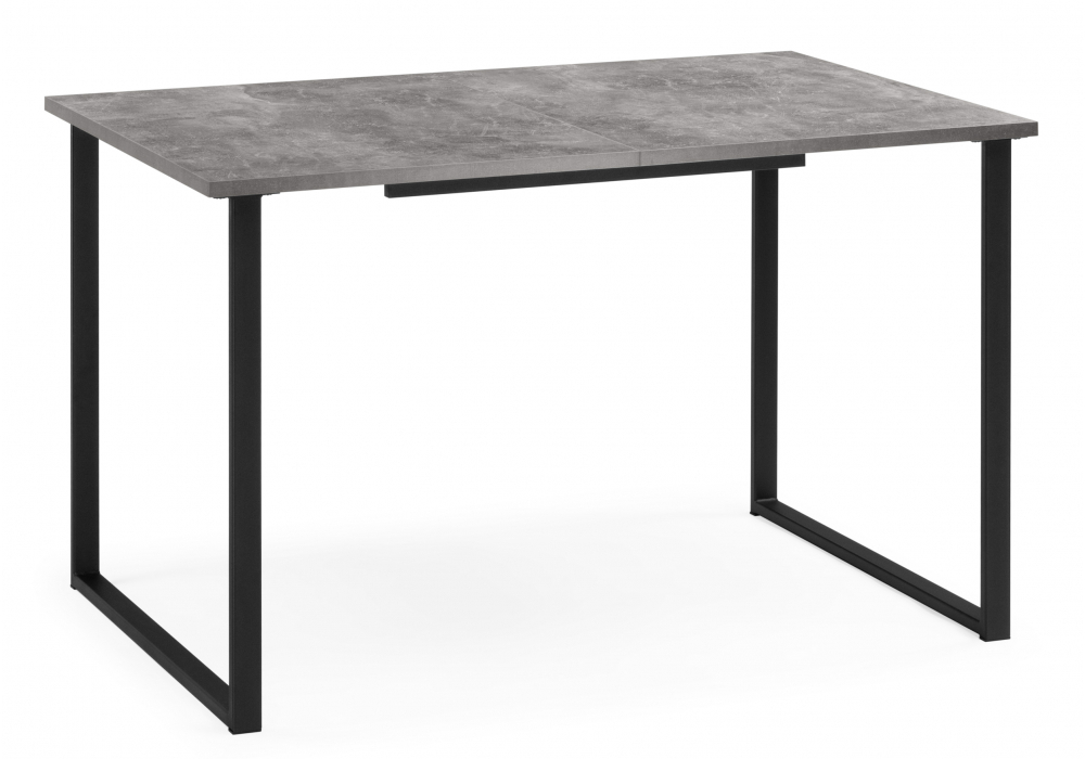 Стол деревянный Woodville Лиман 117 (157) x 77 бетон светлый, черный матовый, ножки черные