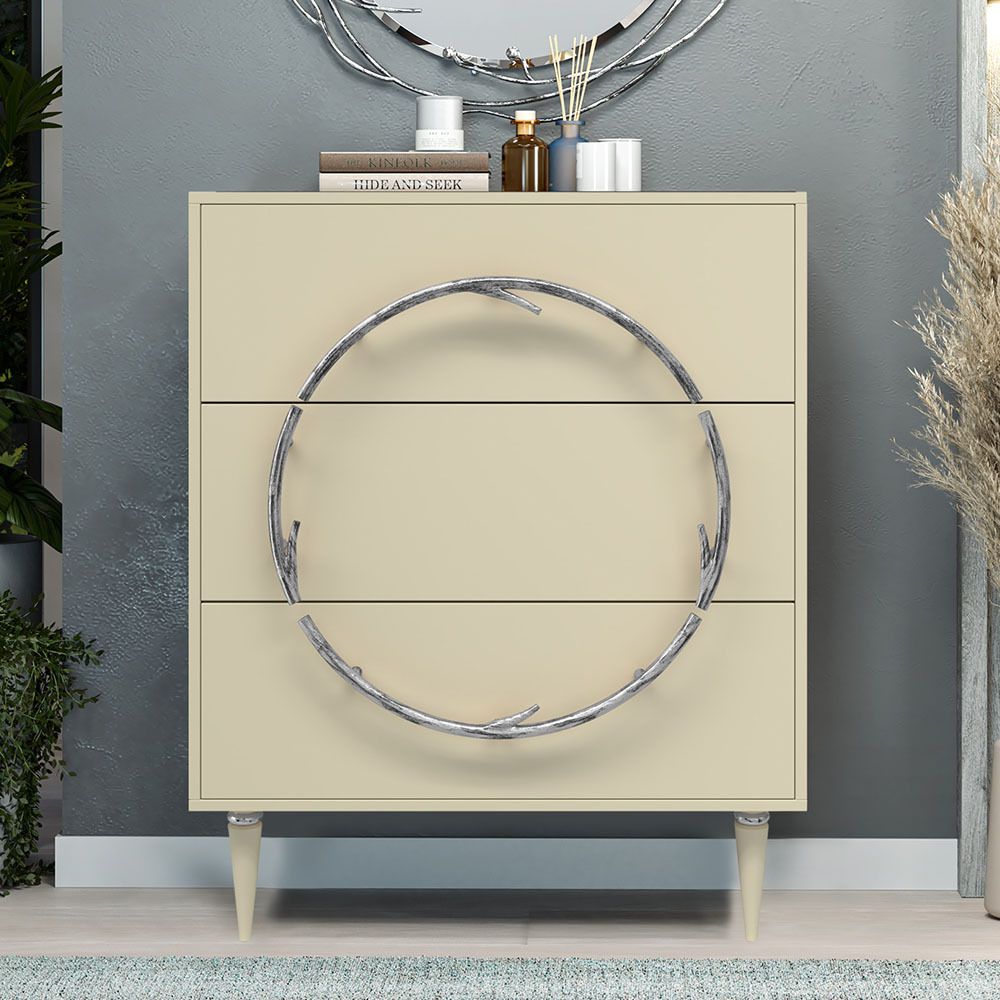 Комод Арт Колор matte Классик Сильвер с 3 ящиками Серый шелк матовый