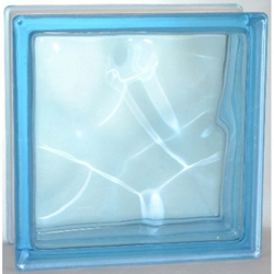 Купить Стеклоблок  волна  голубой  окраска в массе Vitrablok  19x19x8
