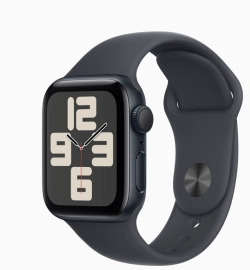 Apple Watch SE 2024 GPS 40mm Midnight Aluminum Case with Sport Band Midnight (Спортивный ремешок цвета Тёмная ночь) (S/M, 130–180 mm) MXE73