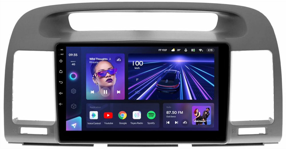 Магнитола Toyota Camry 30 2001-2006 (рамка графитовая) - Teyes CC3 монитор 9" QLED на Android 10, ТОП процессор, 4Гб+32Гб, CarPlay, 4G SIM-слот