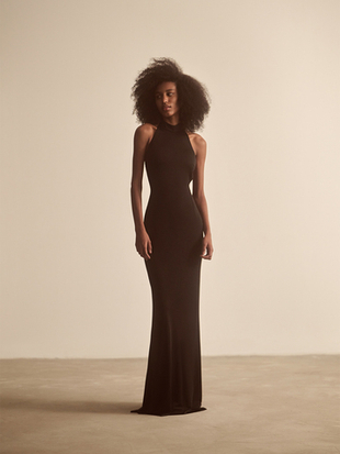 Платье макси из трикотажа с открытой спиной