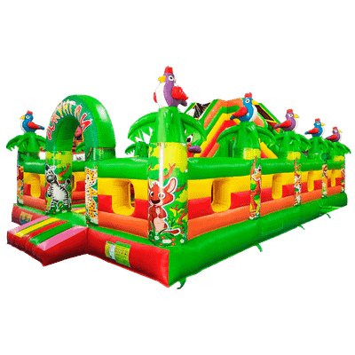 Коммерческий надувной батут "Джунгли" с горкой, 10*6*4.5 м