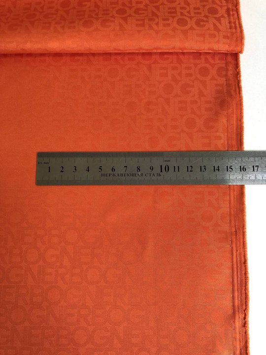 Подклад оранжевый, вискоза жаккард буквы маленькие