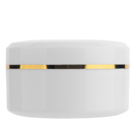 Банка белая пластиковая с золотой полоской, 15мл