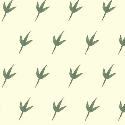 Buy fabric watercolor small leaves green milky white