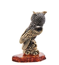 Народные промыслы AM-3249 Фигурка «Филин» (латунь, янтарь)