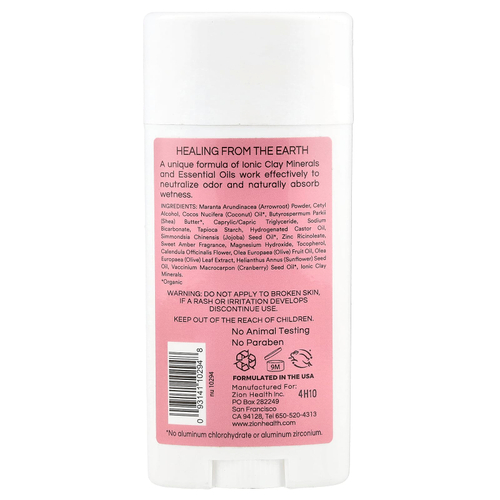 Zion Health, Bold, глиняный сухой дезодорант, сладкая амбра, 80 г (2,8 унции)