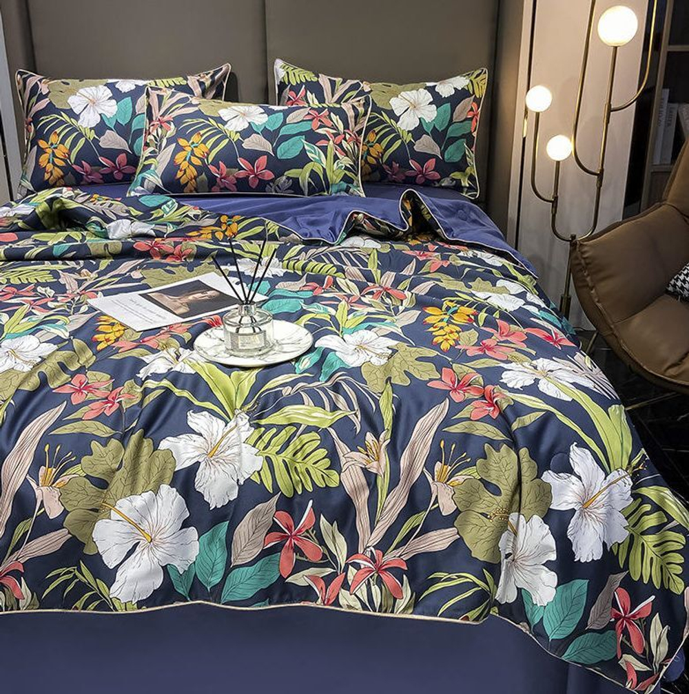 ZEPHYR HOME Одеяло летнее 200х230 Двуспалка Египетский хлопок синий