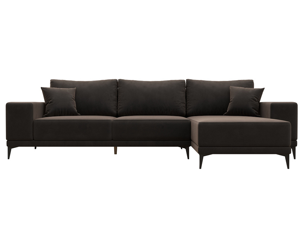 Диван угловой Льюес правый, Коричневый, Велюр, 122399