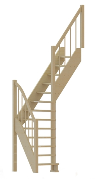 Лестница на второй этаж ЛС-91м+2 Правая под покраску