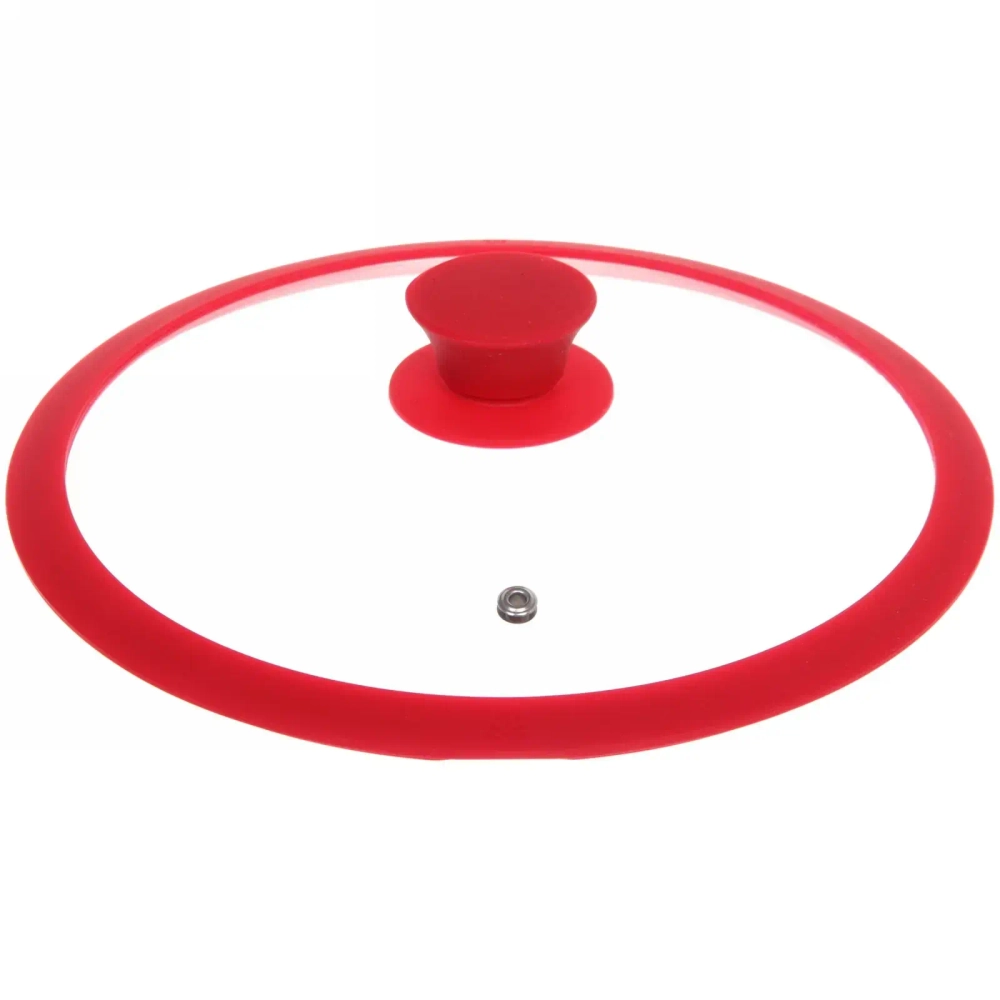 Крышка для посуды 24см красная силиконовая ручка