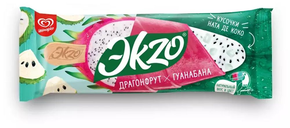 Мороженое ЭKZO, эскимо, драгонфрут/гуанабана, 70 гр