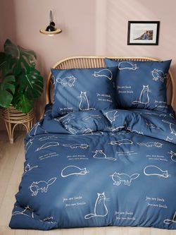 Простынь на резинке перкаль Сказка "Котики" 180x200 см