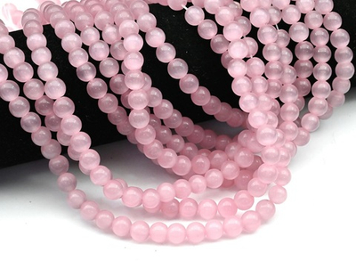 кг8-р Кошачий глаз (имит.) 8мм, розовый, нить 19см