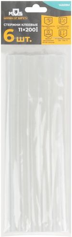 14509м Стержни клеевые 11х200мм, 6шт., прозрачность 50%