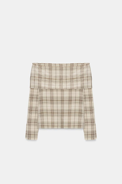 ZARA ТОП В КЛЕТКУ — ZW COLLECTION, БЕЖЕВЫЙ