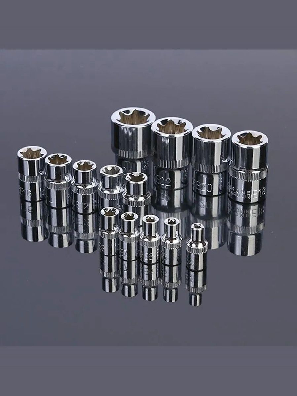 Набор головок звездочек 14 шт, торцевые головки для автомобиля набор Е-профиль ,1/4, 1/2, 3/8, звёздочки