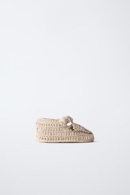 ZARA ХЛОПКОВЫЕ ПИНЕТКИ, ПЕСОЧНО-КОРИЧНЕВЫЙ