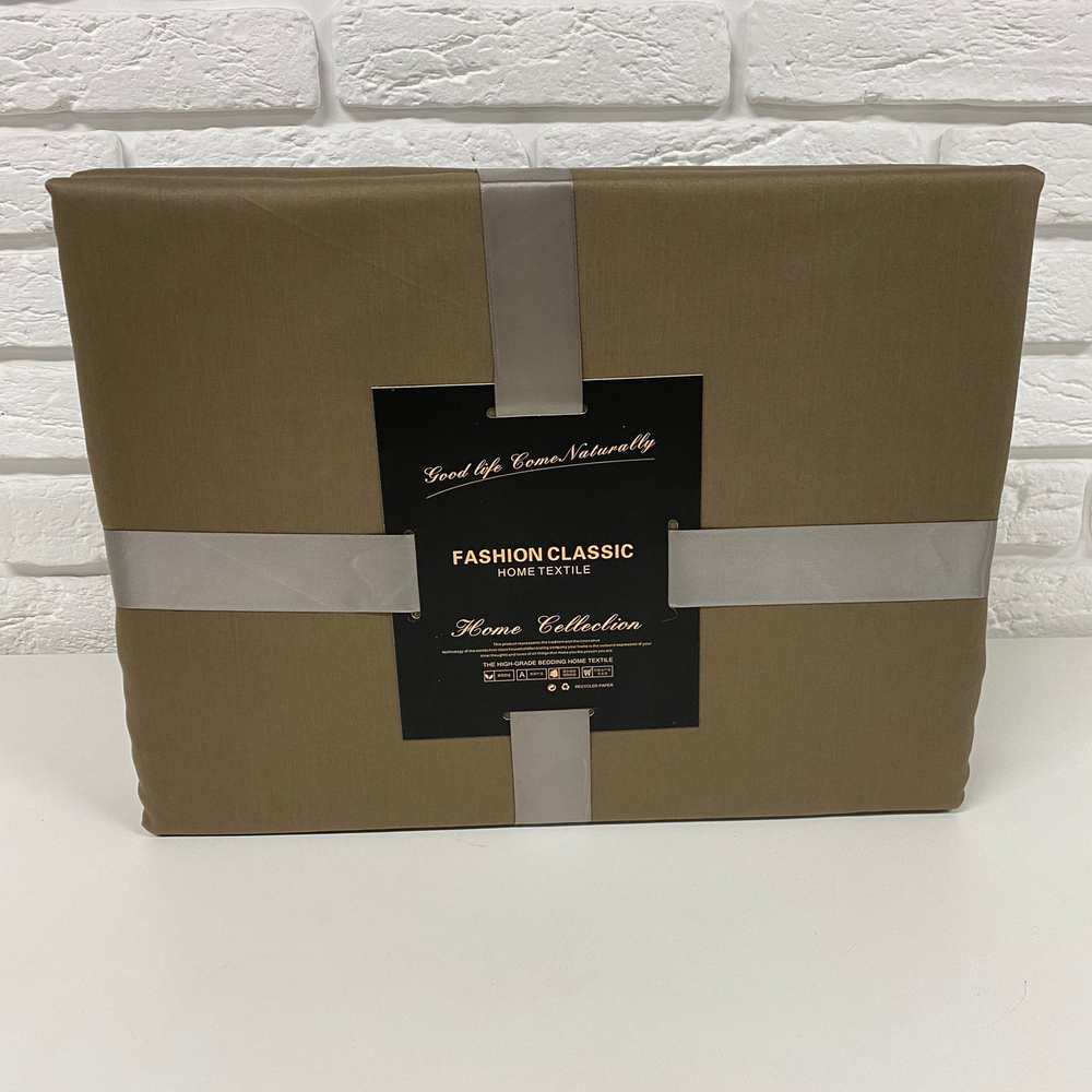 Комплект постельного белья ЕВРО 100% Сатин однотонный коричневый