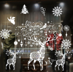 Наклейки новогодние на стекло ОЛЕНЬ / ДЕДУШКА МОРОЗ 54*72 см