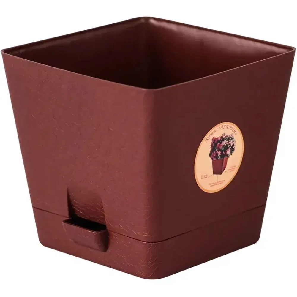 Кашпо Азалия квадратное 2л (коричневый)