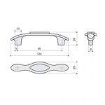 Ручка-скоба 96мм, отделка бронза античная красная + вставка