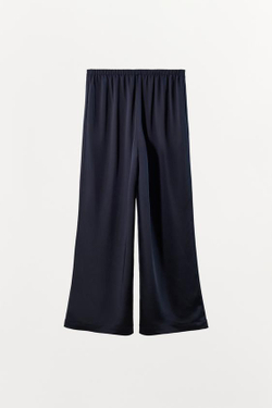 ZARA АТЛАСНЫЕ БРЮКИ С ВЫСОКОЙ ПОСАДКОЙ, МОРСКОЙ ЯРКО-СИНИЙ