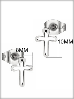 Серьги гвоздики пуссеты "Крестики" медсталь.