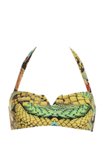 Раздельный купальник со змеиным принтом Alexandra: лиф-фашия и высокие плавки (Размер: B/S) (Цвет: желтый)