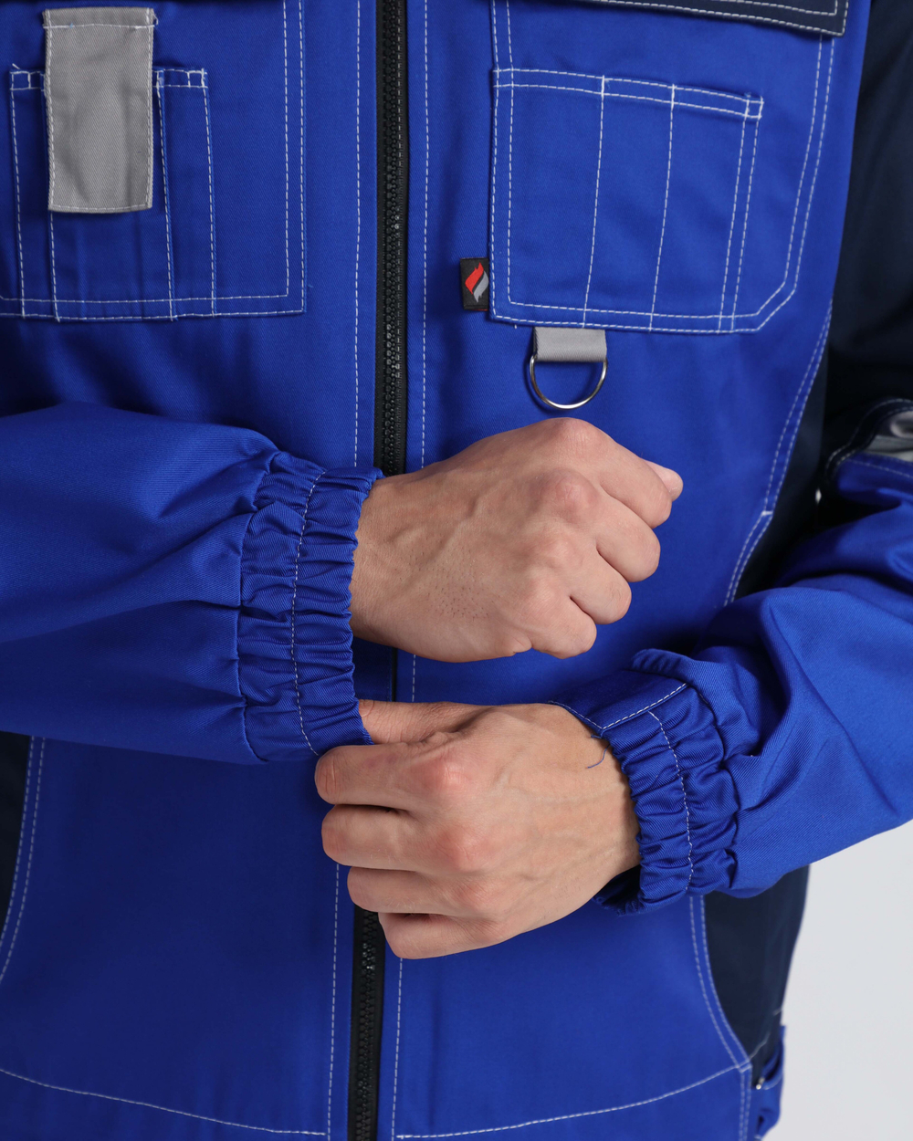 Костюм Вектрон-1 (тк.Смесовая,240) брюки, васильковый/т.синий/св.серый