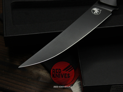 Кухонный нож Microtech Boning кастом - клинок DLC, больстеры титан, рук. G10