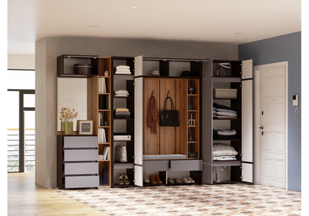 Прихожая Woodville Роут венге, графит софт  2