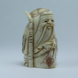 Нэцкэ Фукурокудзю с посохом и мешком риса