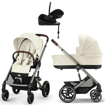 Коляска Cybex Balios S Lux TPE complete Cloud G Moon Black Plus Base G 4 в 1 Seashell Beige с дождевиками
