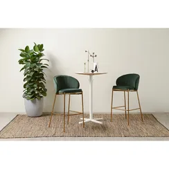 Барный Coral, темно-зеленый велюр с золотыми ножками