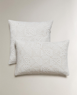 Zara Home наволочка декоративная из хлопка, белый