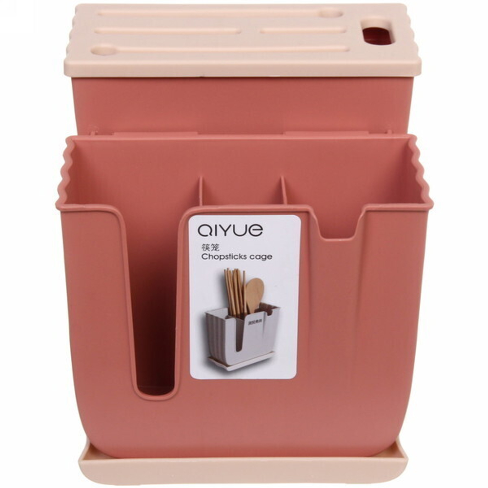 Подставка для ножей и столовых приборов «Стиль» 16*15*19см с поддоном, микс