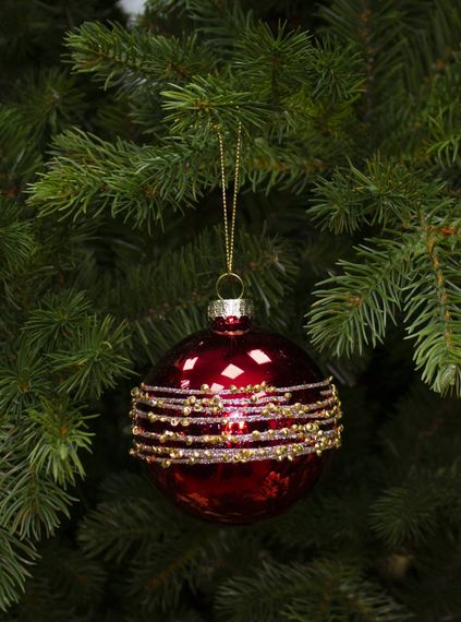 Набор стеклянных шаров Сольферино 80 мм, 12 шт., красный, House of Seasons (84007)