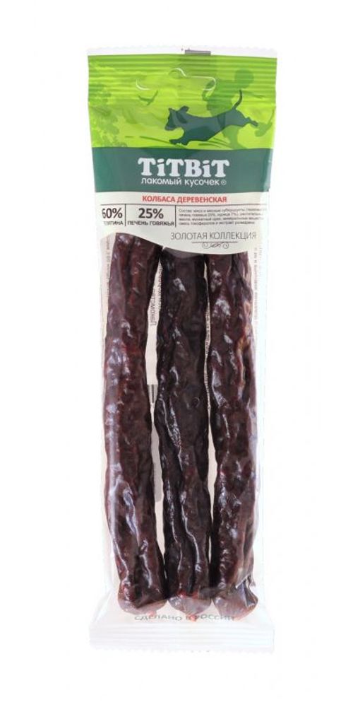 Лакомство для собак Titbit Колбаса Деревенская, Золотая коллекция, пакет 80 г Лакомство для собак Titbit Колбаса Деревенская, Золотая коллекция, пакет 80 г