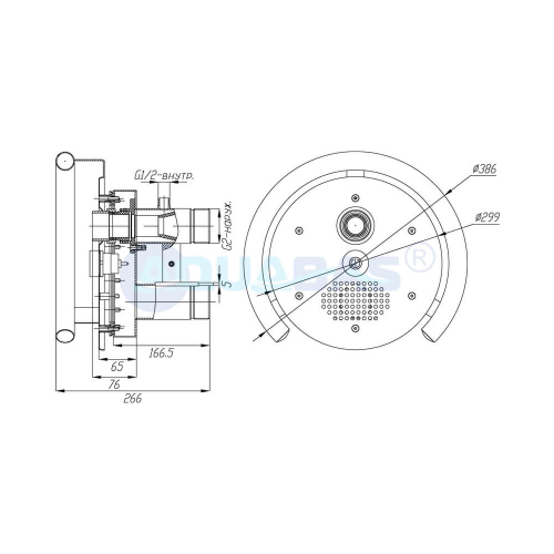 ПТ.50.0 Противоток (закладная деталь с лицевой панелью и пневмокнопкой) 50 м3/час