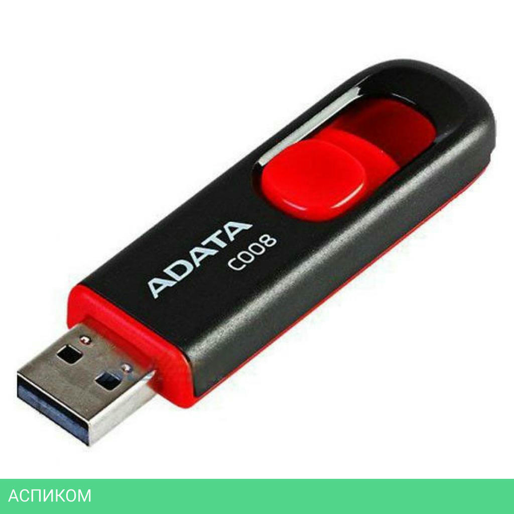 USB Flash-накопитель A-Data C008 16GB черный/красный (AC008-16G-RKD)