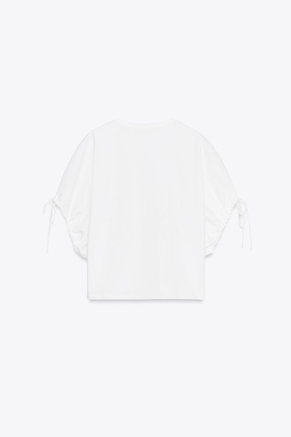 ZARA ХЛОПКОВАЯ ФУТБОЛКА С ЗАВЯЗКАМИ, БЕЛЫЙ