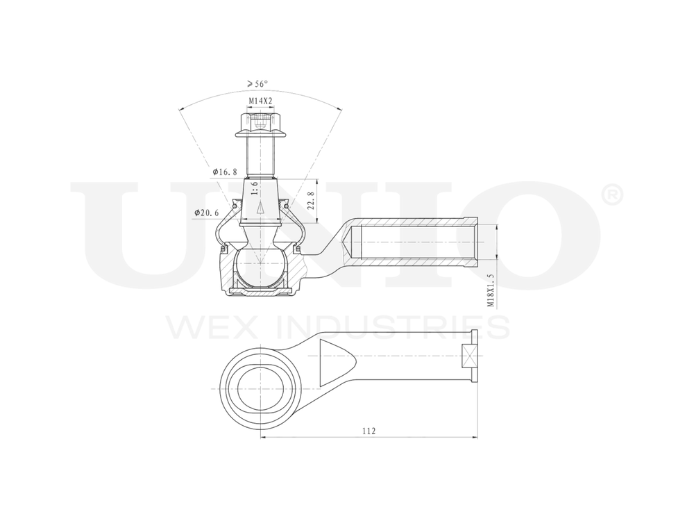 Наконечник рулевой левый UNIO SSP-10121
