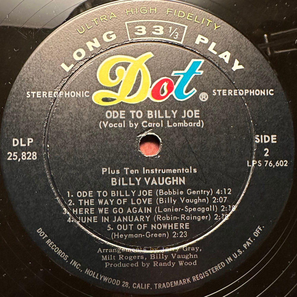 Billy Vaughn - Ode To Billy Joe (США 1967г.)