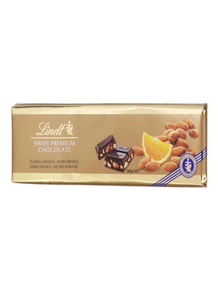 Тёмный шоколад Lindt с апельсином и миндалем 300 г